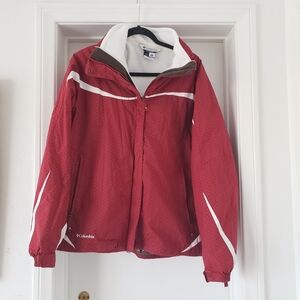 Columbia Red and White Waterproof Interchange Womens   Ski Jacket Size XL
